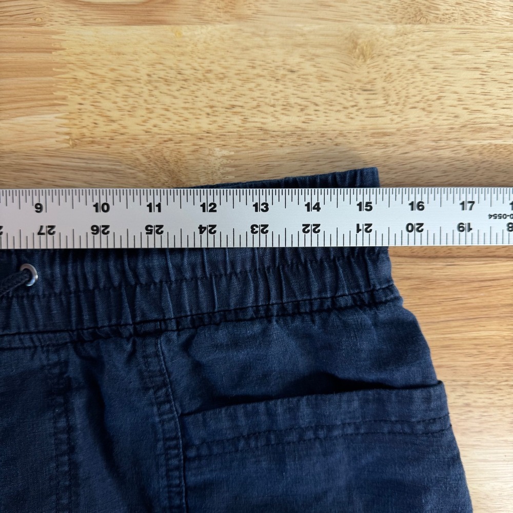 Athleta Cabo Linen 4" Short Womens 6 Navy Blue Elastic Drawstring Waist Pockets - Picture 6 of 7